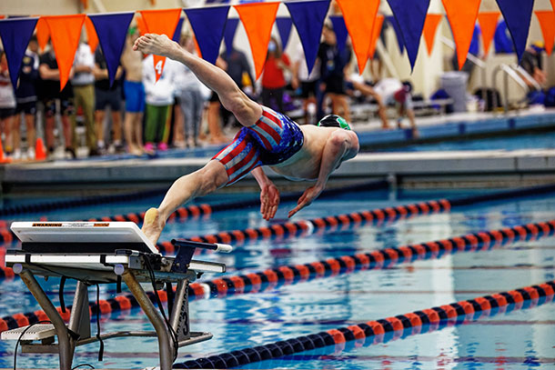 Student athlete swimming