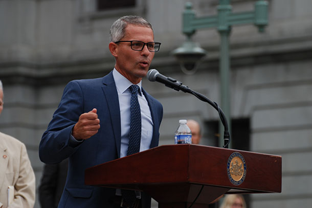 State Rep. Rob Kauffman speaks at the 17th Annual Right to Keep and Bear Arms rally.