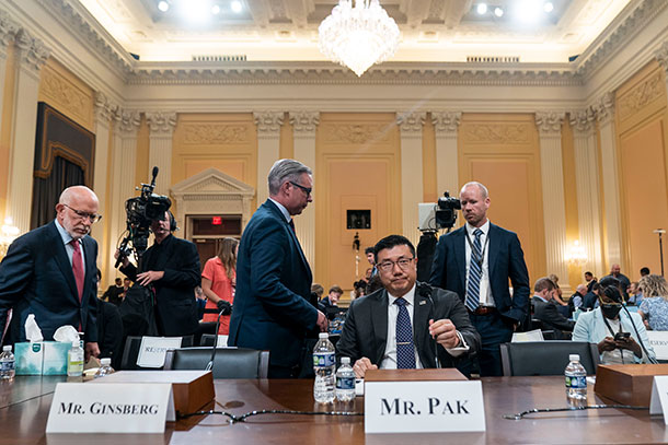 Schmidt arrives for a House Select Committee hearing to investigate the Jan. 6th insurrection on Monday, June 13 in Washington, DC.