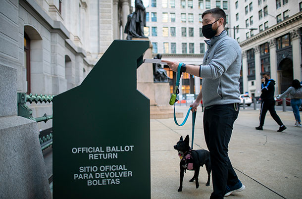 An official drop box for ballots.