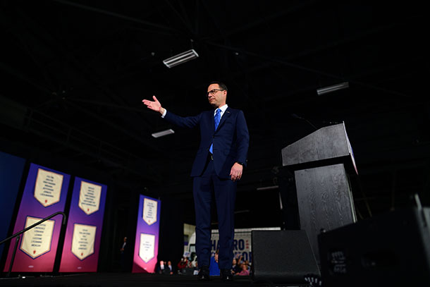 Governor-elect Josh Shapiro speaks to supporters at the Greater Philadelphia Expo Center on Nov. 8 in Oaks.