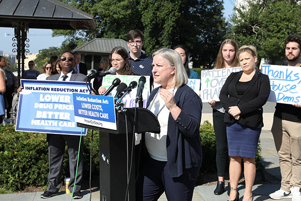 Wild speaks during a press conference celebrating the passage of the Inflation Reduction Act in September in Washington, D.C.