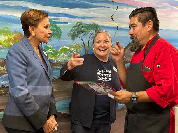 Wild and U.S. Rep. Nydia Velazquez, left, tour Allentown’s Hispanic business corridor where they met with small business owners.