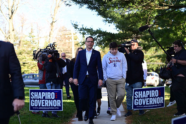 Shapiro goes to vote with his family on Election Day, Nov. 8, 2022, at Rydal Elementary School West.