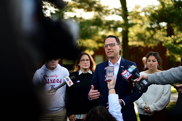 Shapiro addresses members of the media in November of last year.