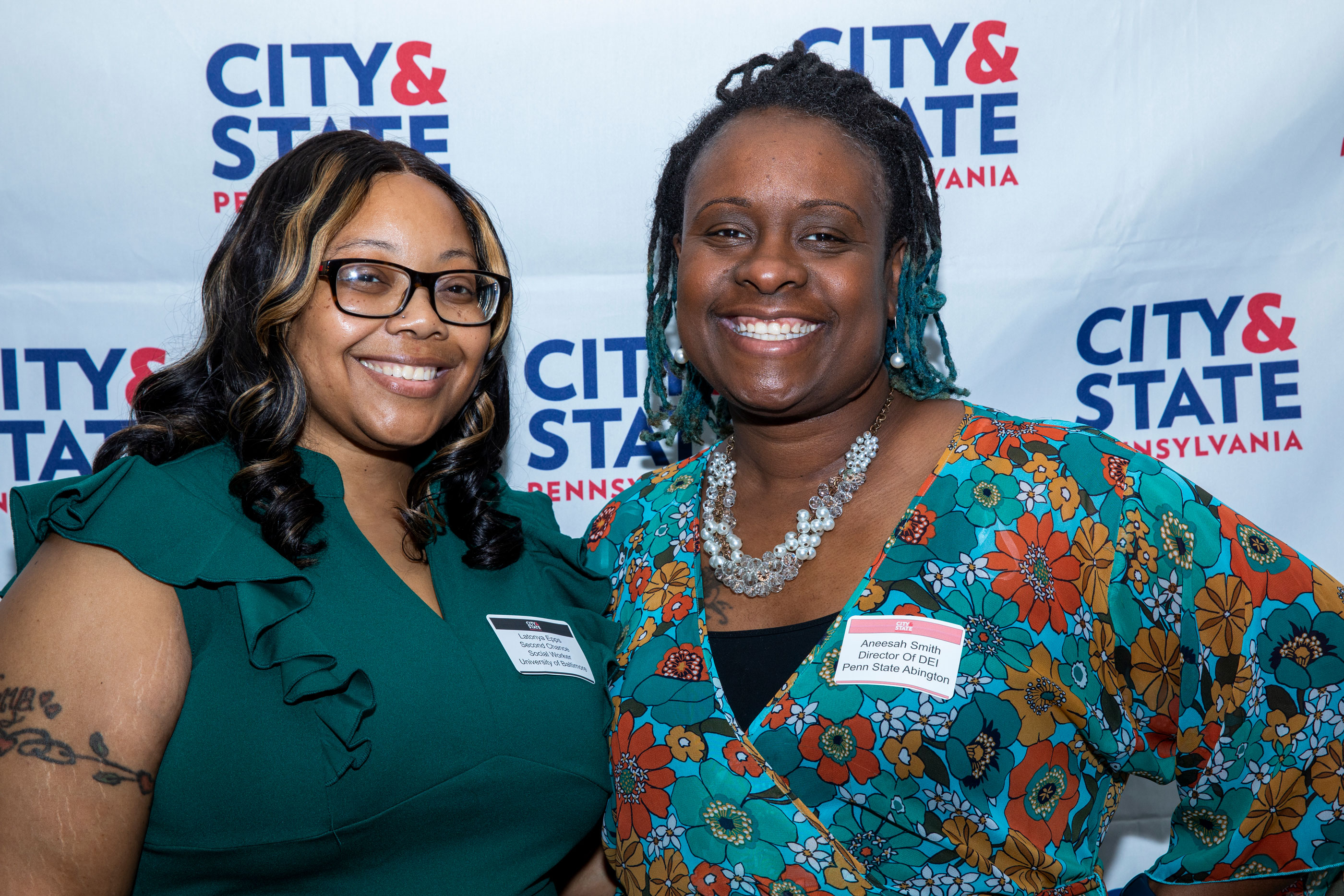 Latonya Epps, L, and honoree Aneesah Smith