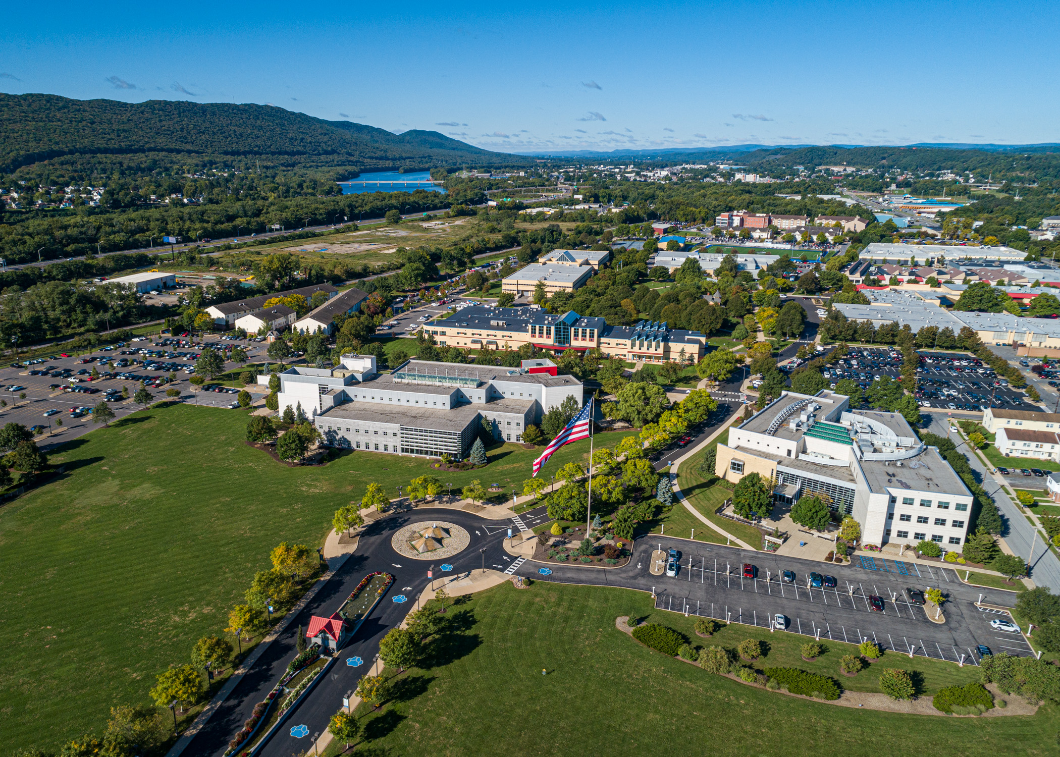 An aerial view of Pennsylvania College of Technology's main campus.