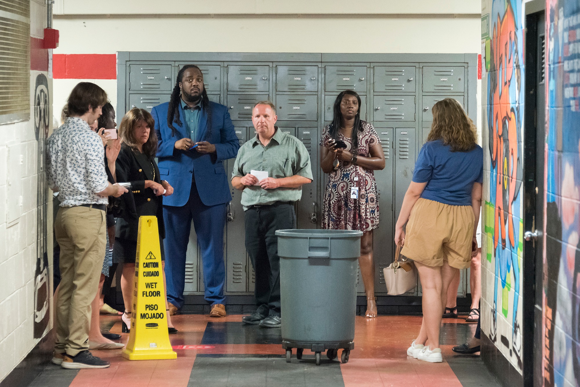 Lawmakers and staff visited South Philadelphia High School to highlight funding issues.