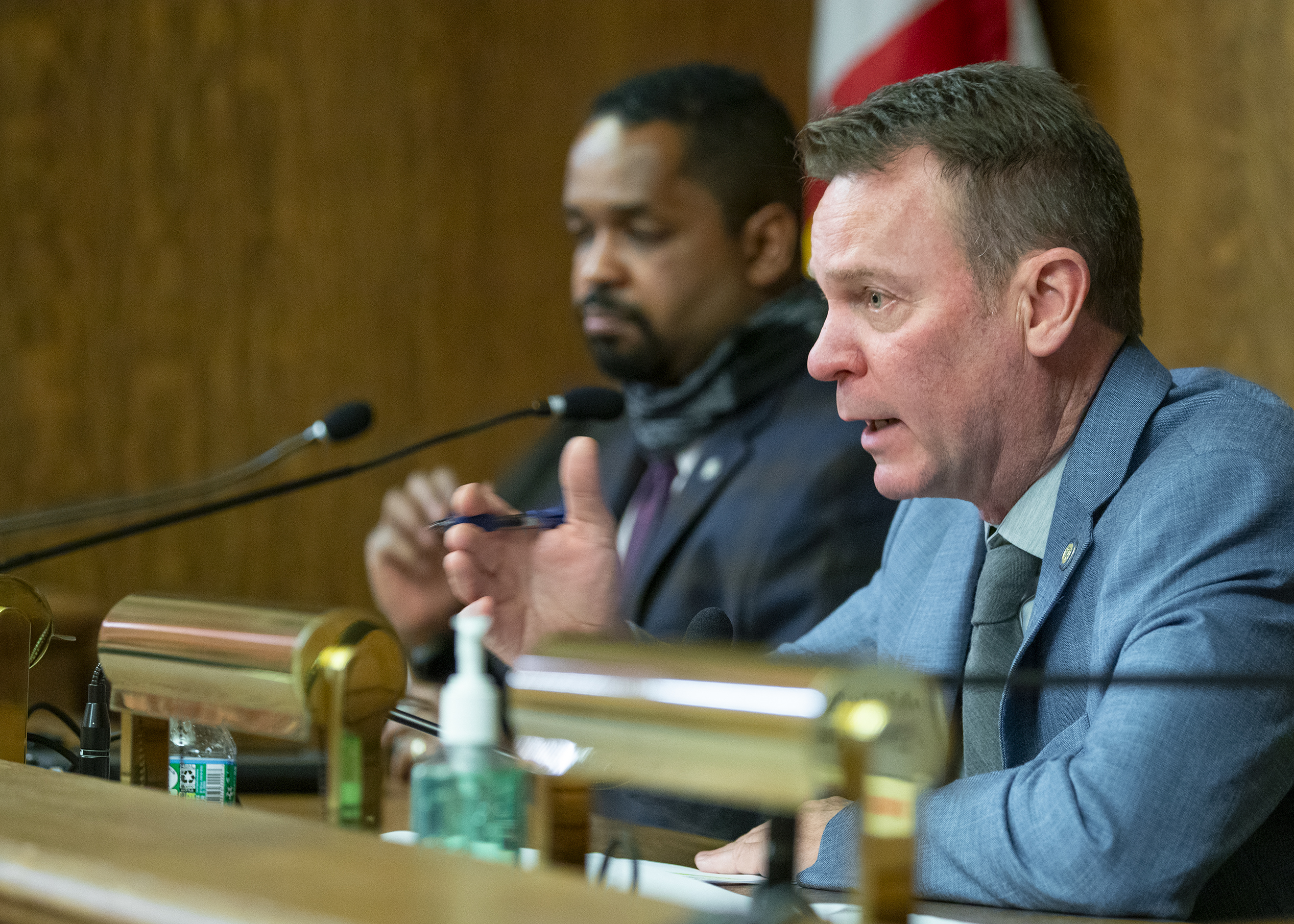 State Sens. Dan Laughlin (right) and Sharif Street (left) have partnered on legalization legislation.