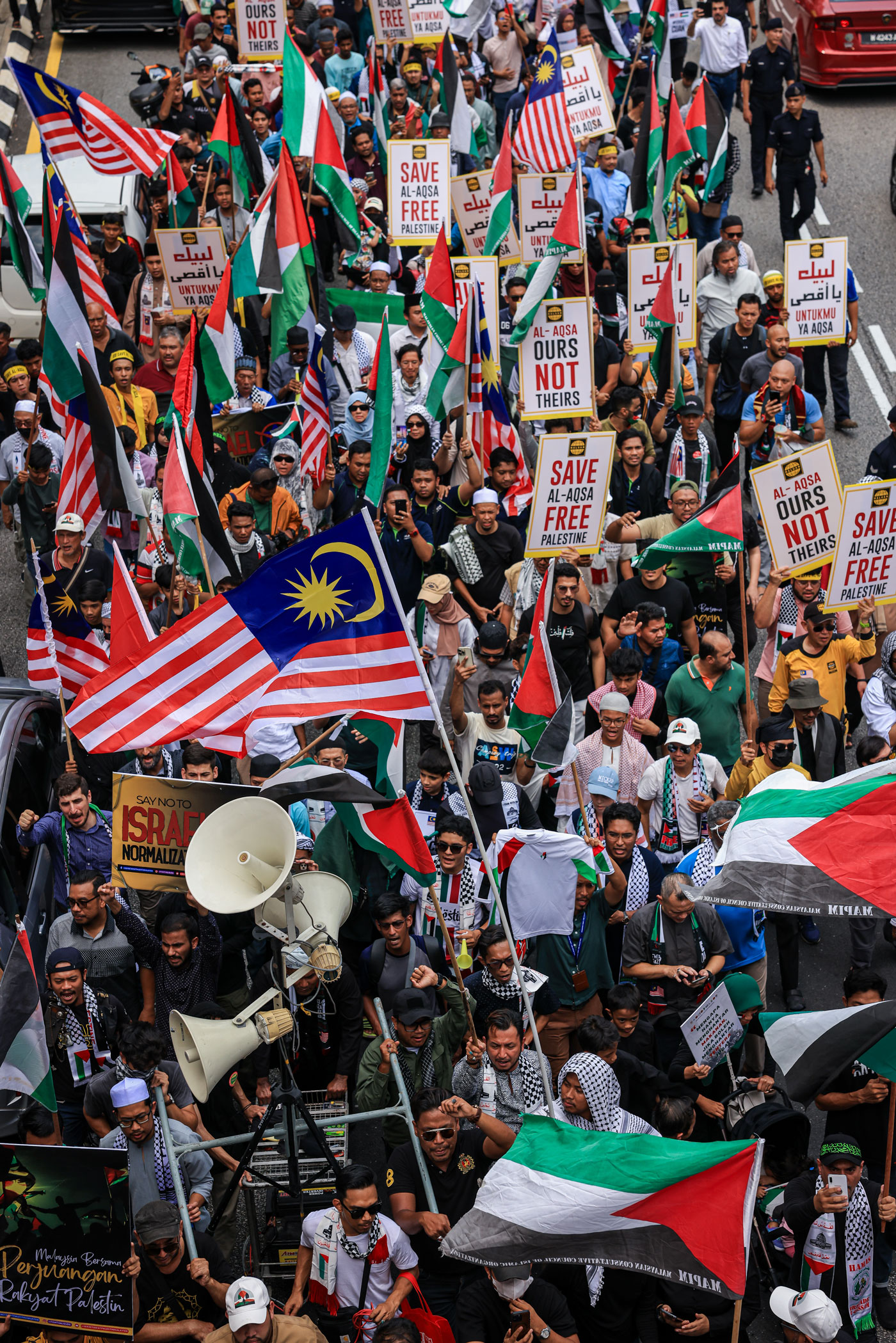 Activists in Kuala Lumpur, Malaysia gather to express  support for the people of Palestine in October 2023.