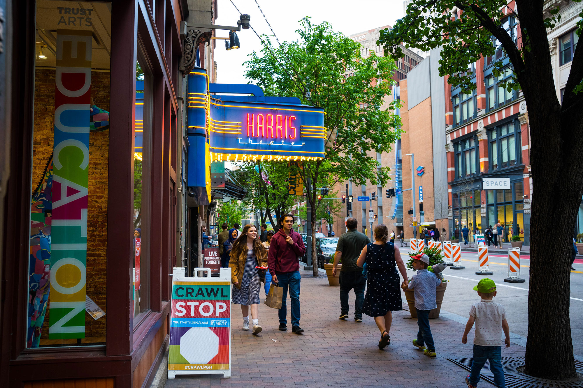The Liberty Avenue Gallery Crawl outside the Harris Theater in Pittsburgh.