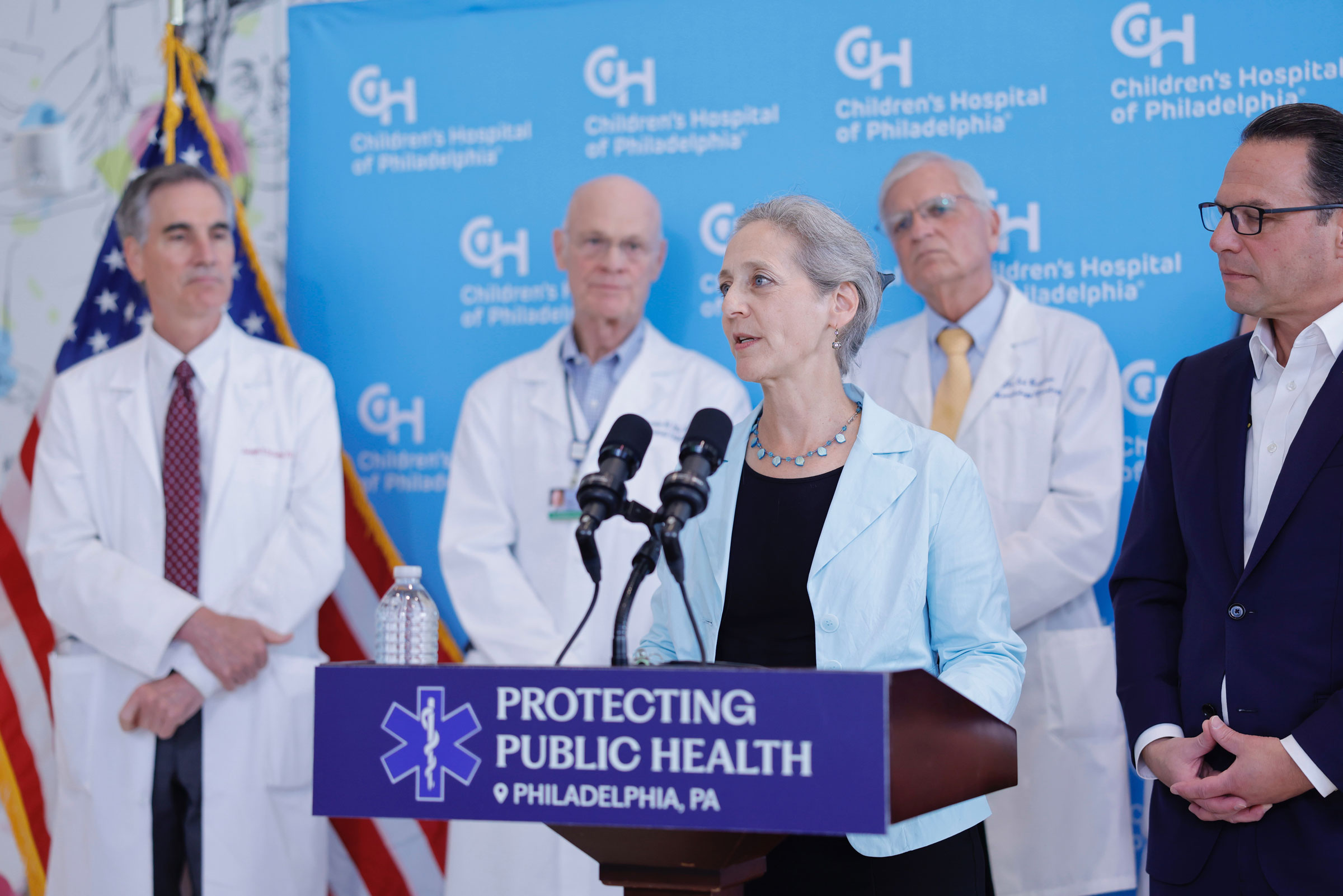 Pennsylvania Health Secretary Dr. Debra Bogen speaks at an October press conference about vaccine access.