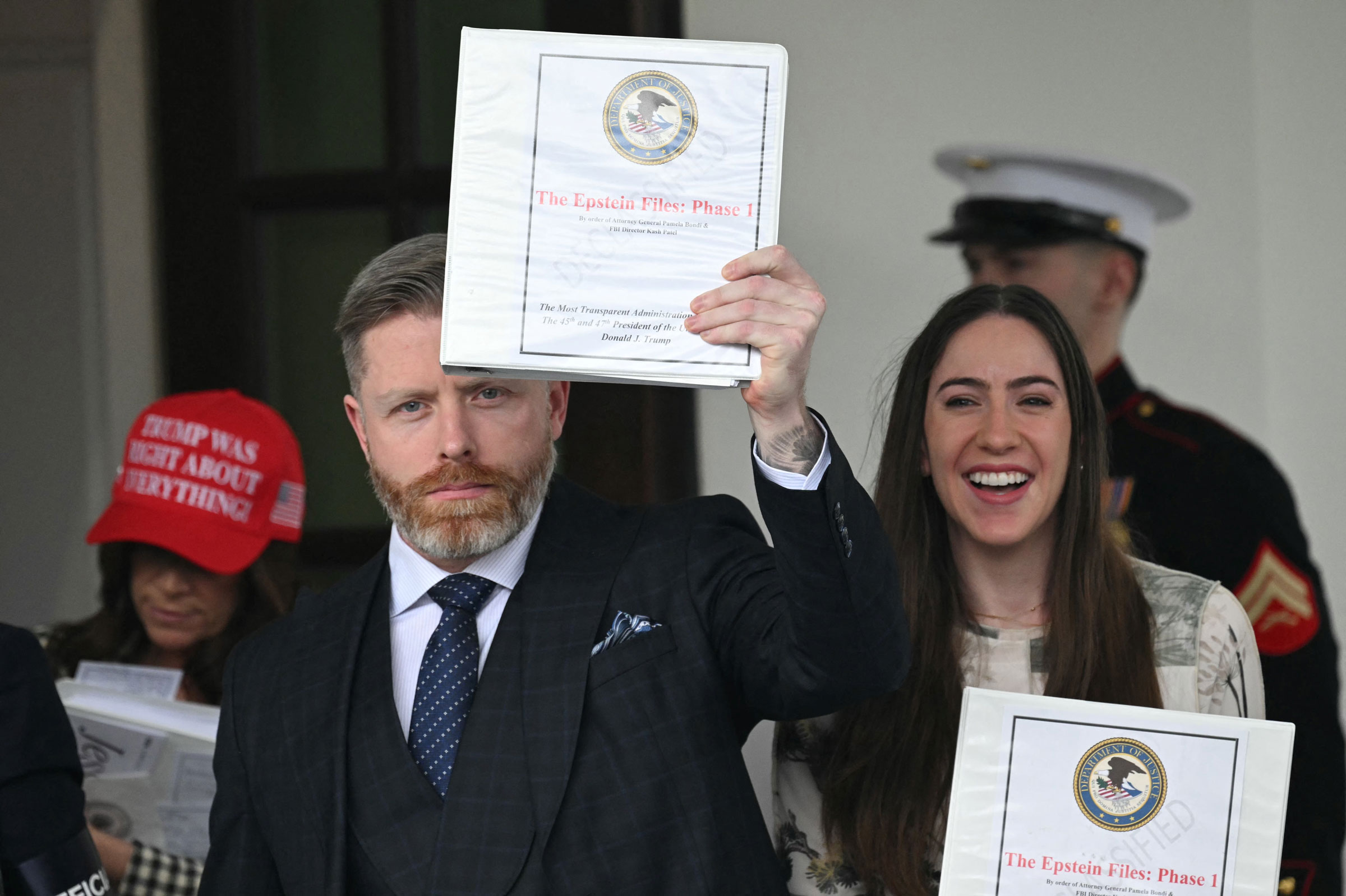 Influencers Rogan O’Handley, a.k.a. DC Draino, and Chaya Raichik outside the White House.