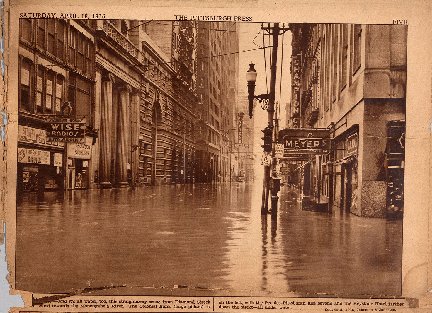 The hundred-year flood that inundated Pittsburgh in 1936.