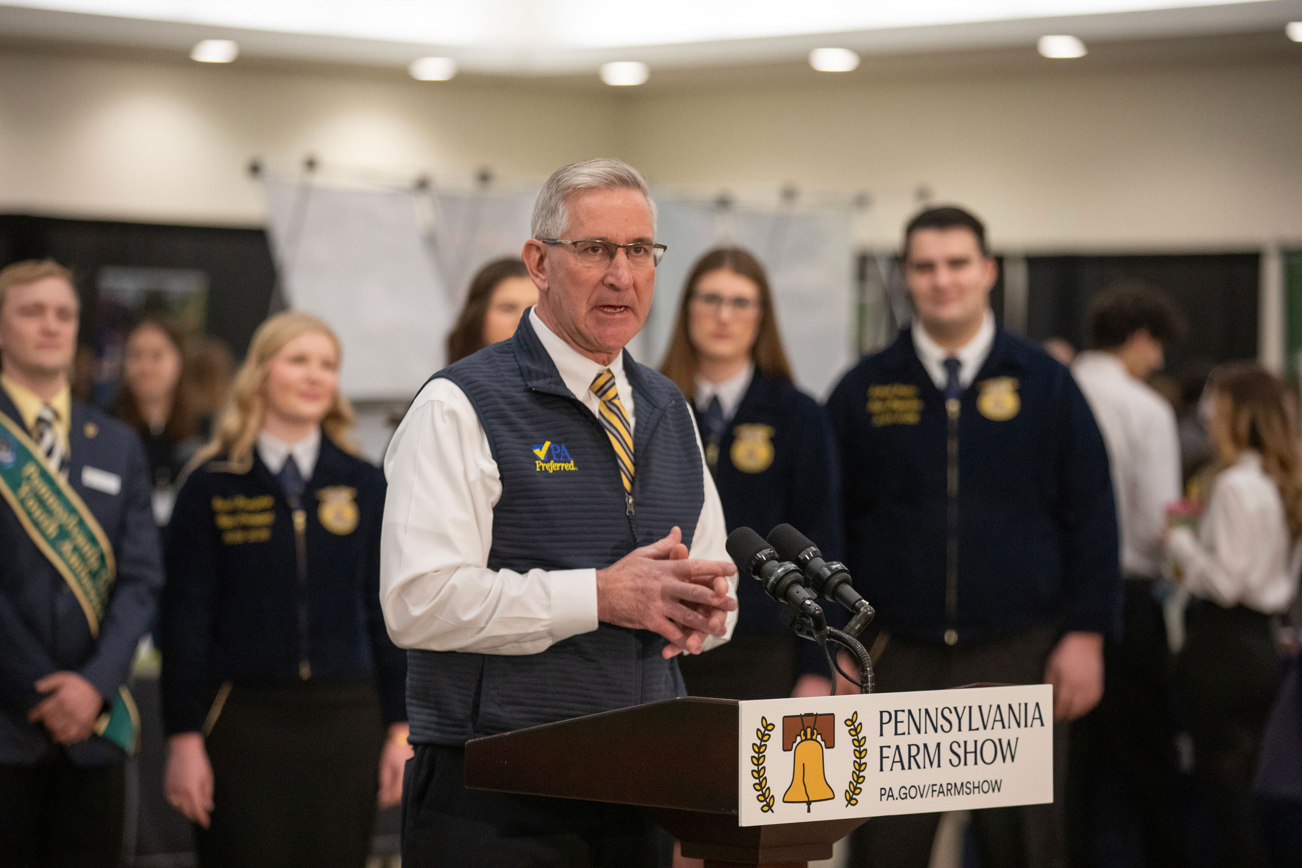 Agriculture Secretary Russell Redding announces new young farmer grants at the PA Farm Show.