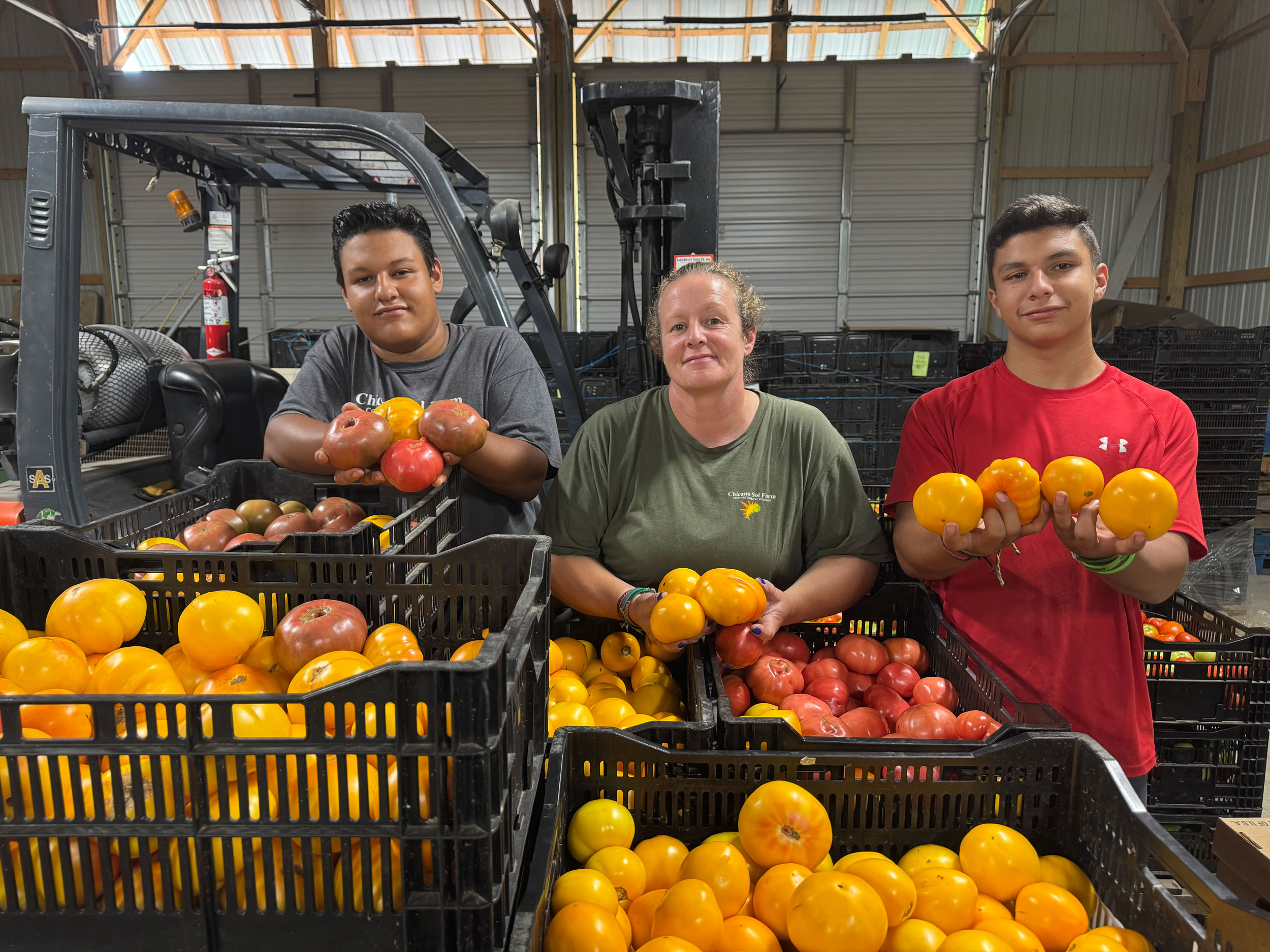 Jarrah Salazar Cernas, center, with her sons Austin and Evin at Chicano Sol.