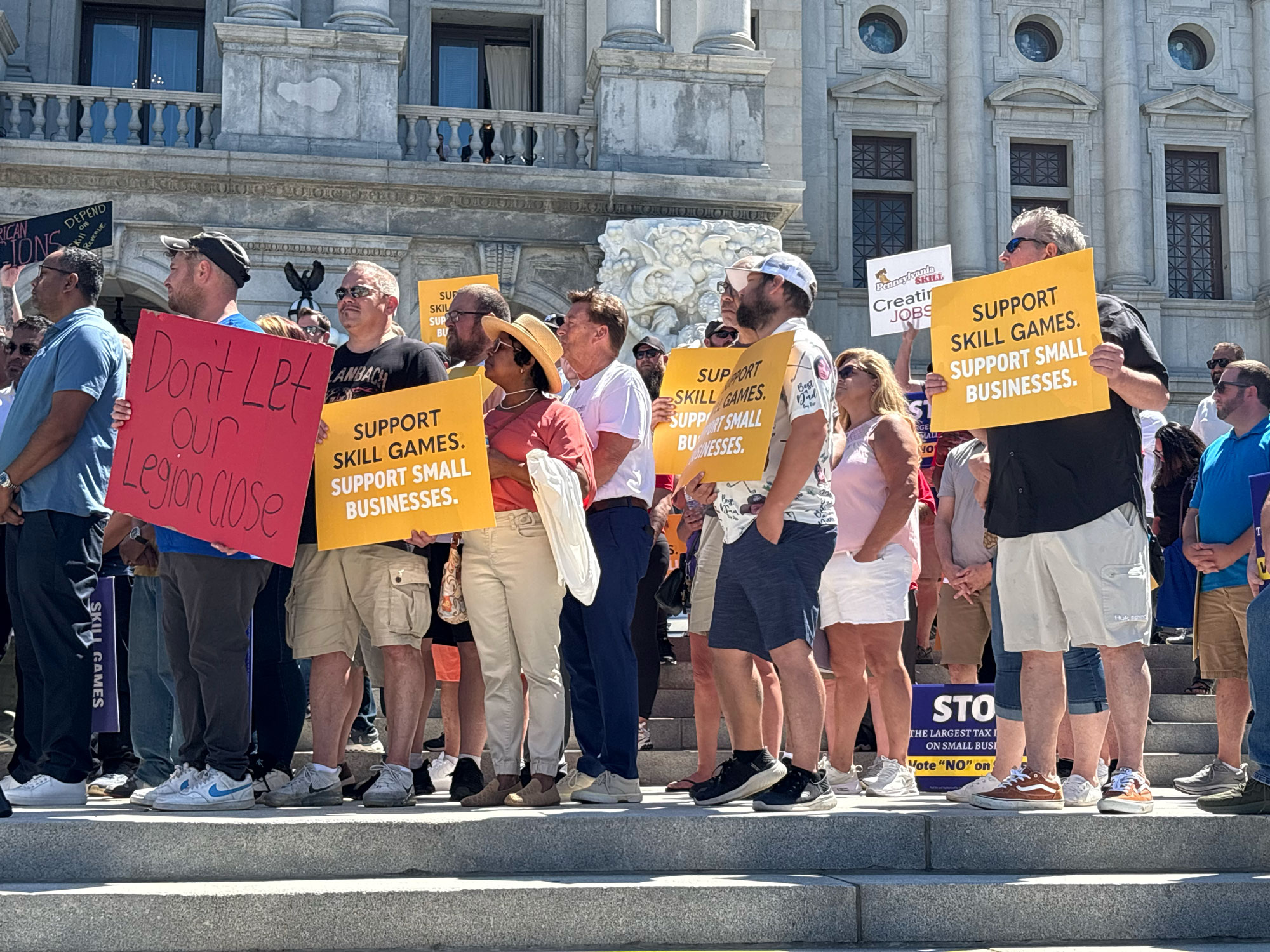 Hundreds of skill games supporters traveled to Harrisburg to rally in support of the gaming machines on Wednesday.