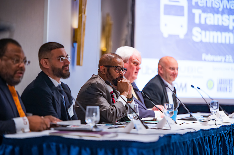 Participants on the infrastructure funding panel, L-r: Moderator Al Spivey, Esteban Vera, Jr., Curtis Jones, Jr.; Tim Hennessey and Andy Taylor