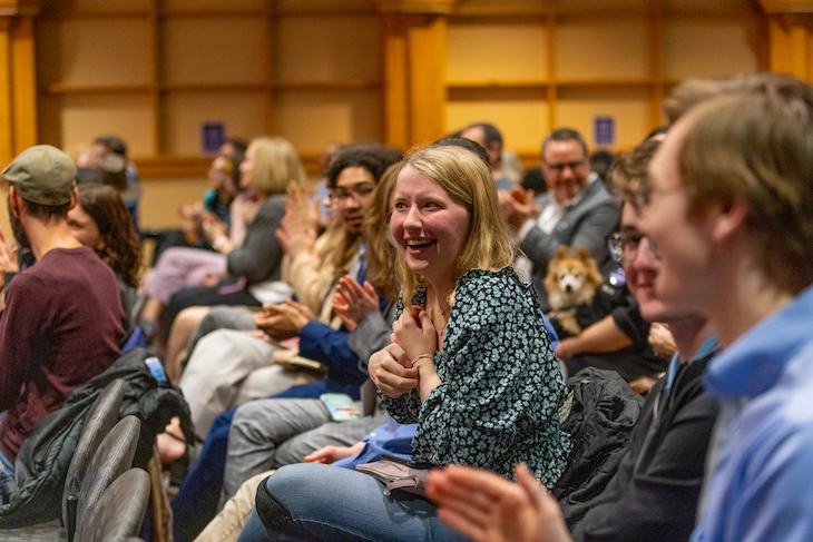 Muhlenberg College students attending the U.S. Senate Democratic Debate