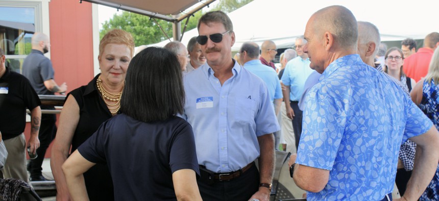 People gather for the Penn State’s Ag Progress Days event at Happy Valley Winery in State College.