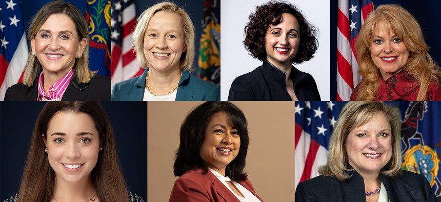 Clockwise from top left: Senate President Pro Tempore Kim Ward, Senator Maria Collett, Reesa Kossoff, Stacy Garrity, Brit Crampsie, Nina Ahmad & Senator Tracy Pennycuick