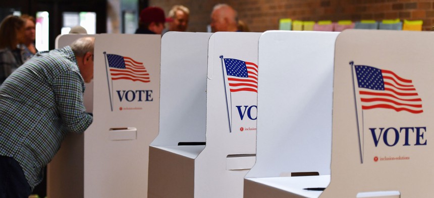 A voter casts their ballot in Luzerne County in May 2023.