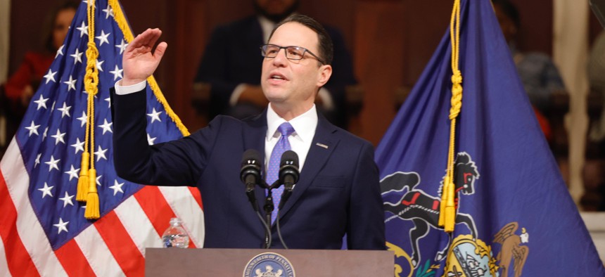 Gov. Josh Shapiro delivers his second budget address on Feb. 6, 2024.