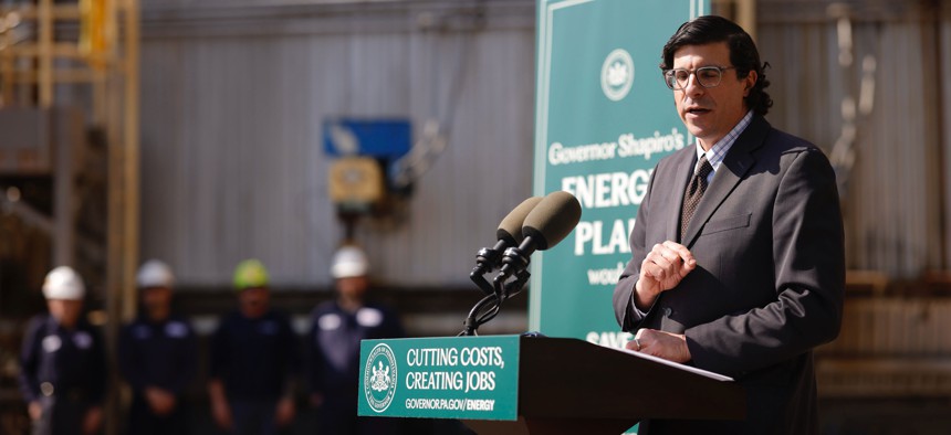 Pennsylvania Consumer Advocate Patrick Cicero speaks at a press conference on Gov. Josh Shapiro’s plan.