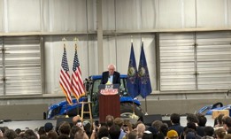 U.S. Sen. Bernie Sanders speaks in Harrisburg, Pennsylvania, during the May 2 stop on his “Fighting Oligarchy” tour.